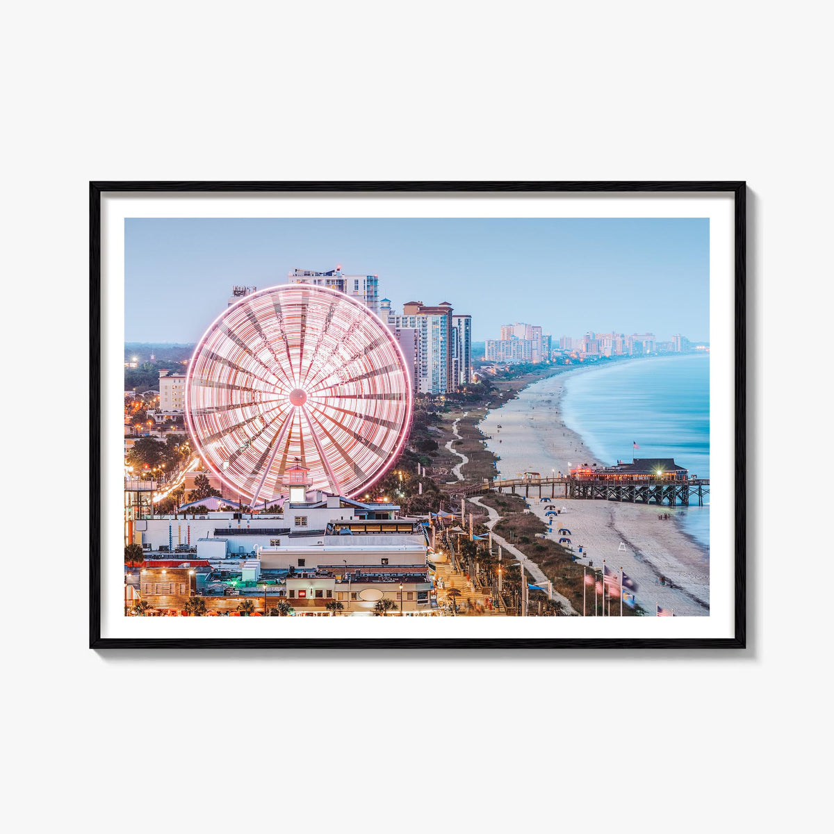 Myrtle Beach colorful photo poster of South Carolina, USA – horizontal wall art, unframed print shown in interior mockup