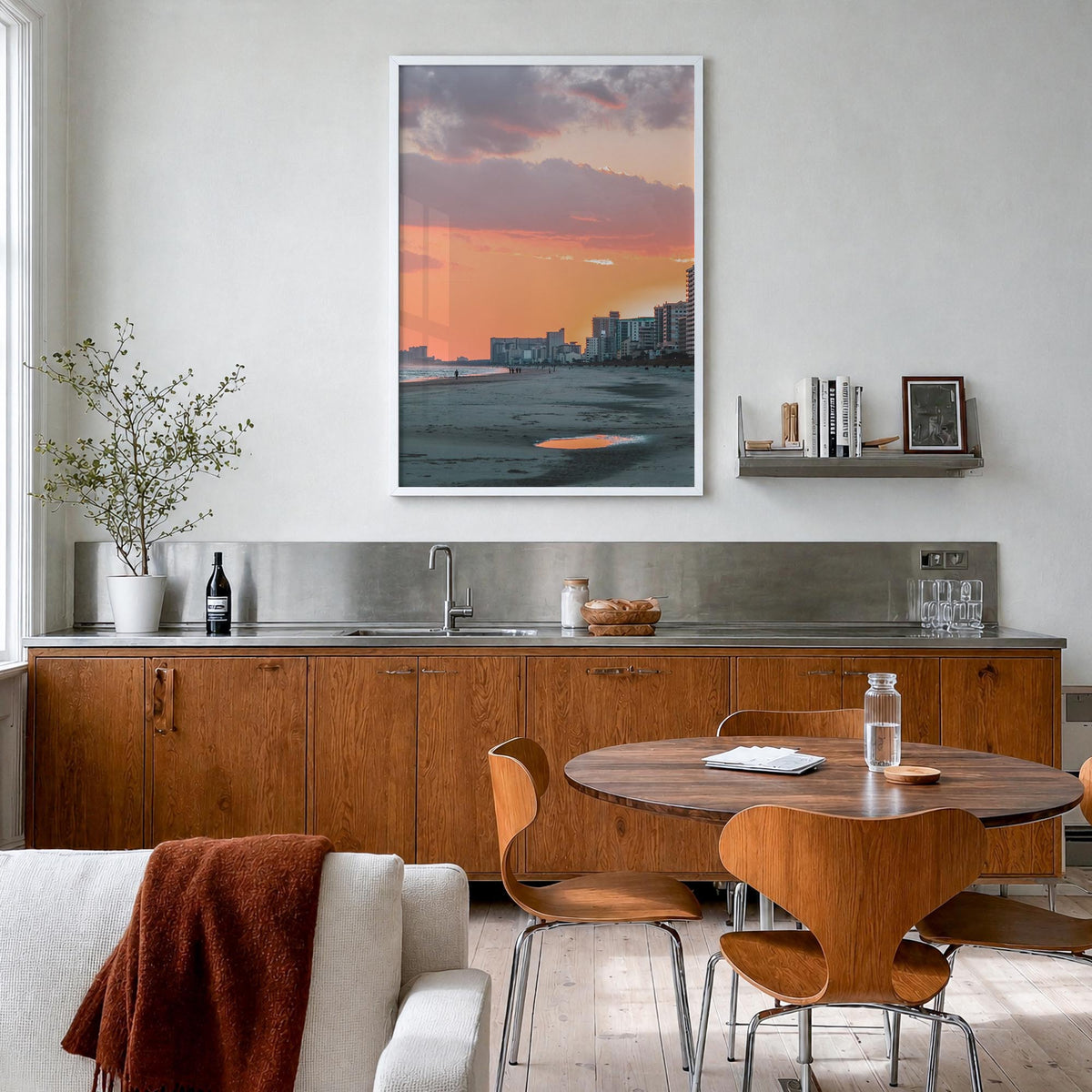 Myrtle Beach no. 2 colorful photo poster of South Carolina, USA – vertical wall art in white wood frame, hanging on wall