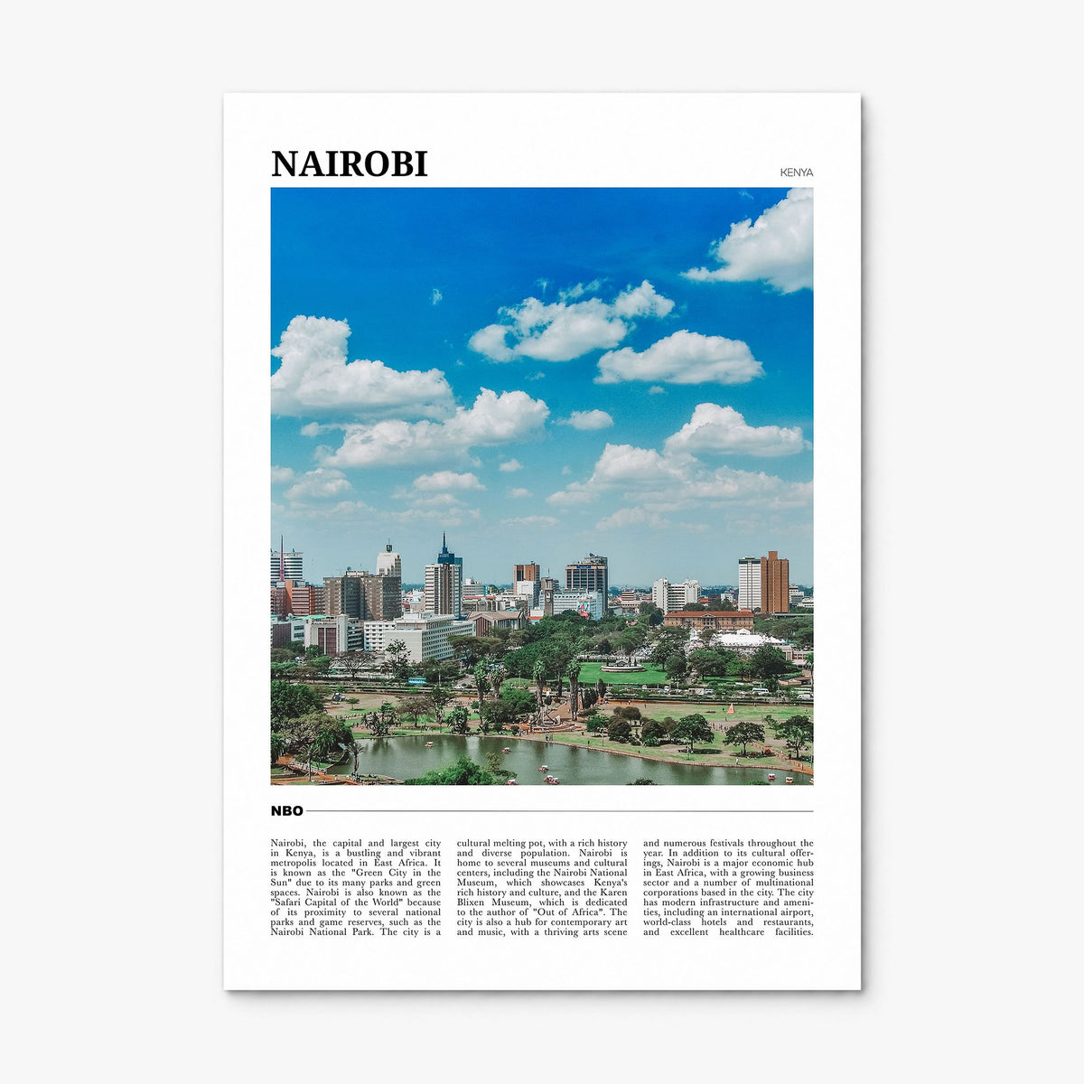 Nairobi Travel Poster, print only (unframed)