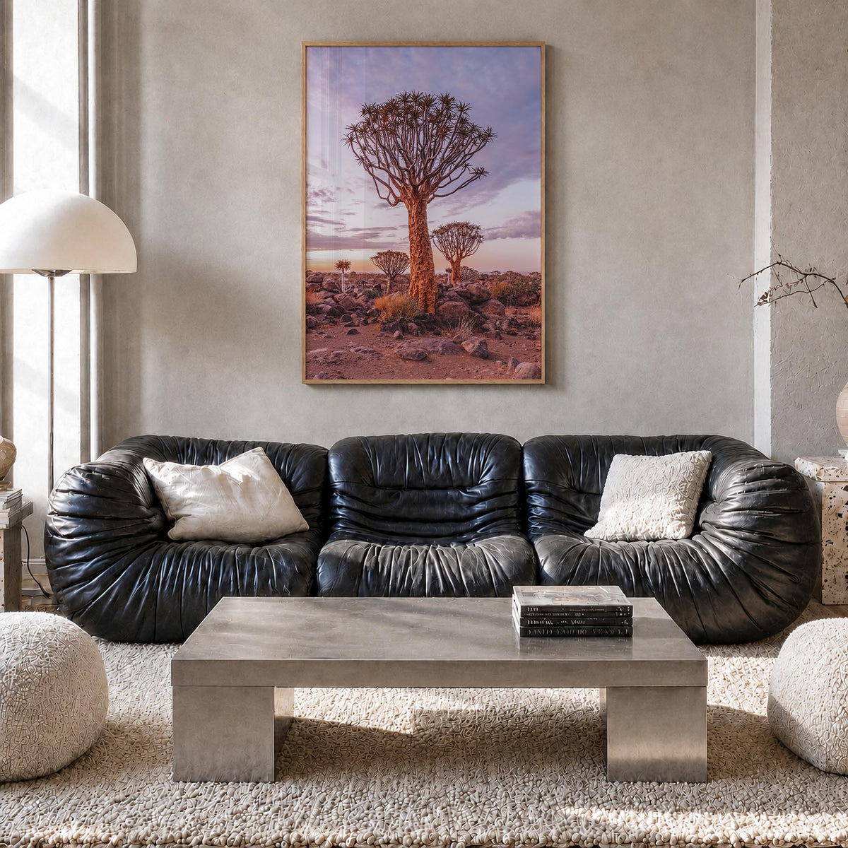 Namibia colorful photo poster of Africa – vertical wall art in natural wood frame, hanging on wall