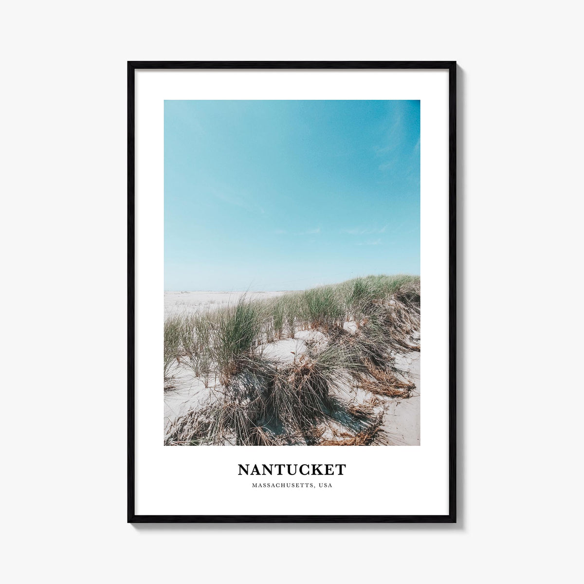 Nantucket colorful classic poster of Massachusetts, USA – vertical wall art, unframed print shown in interior mockup