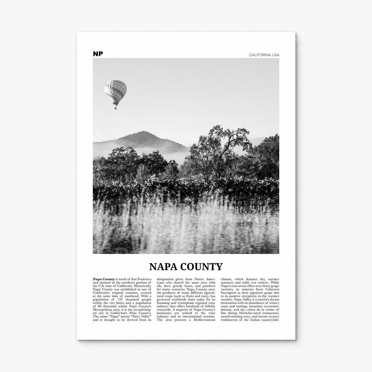 Napa County Newspaper Poster, print only (unframed)