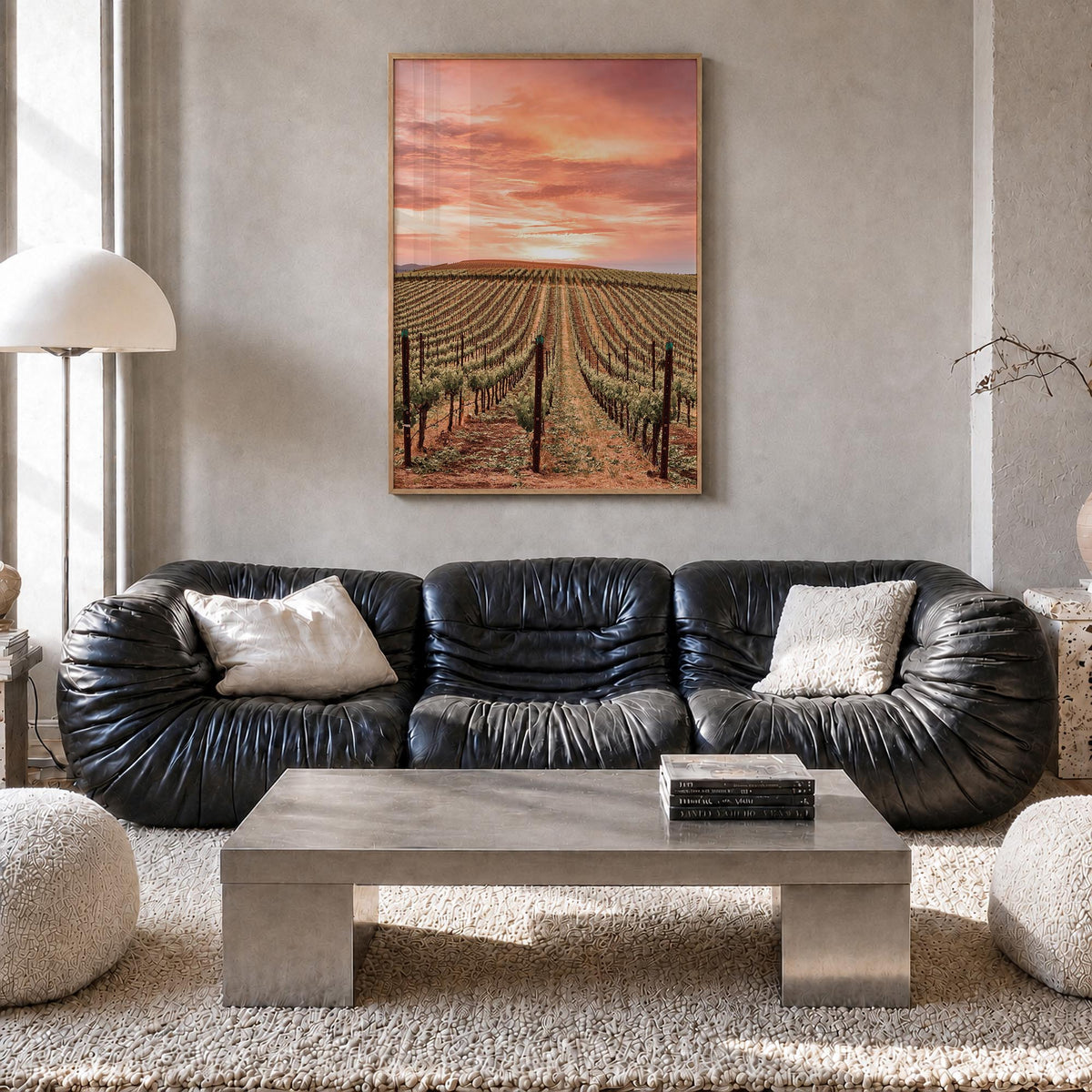 Napa Valley no. 1 colorful photo poster of California, USA – vertical wall art in natural wood frame, hanging on wall