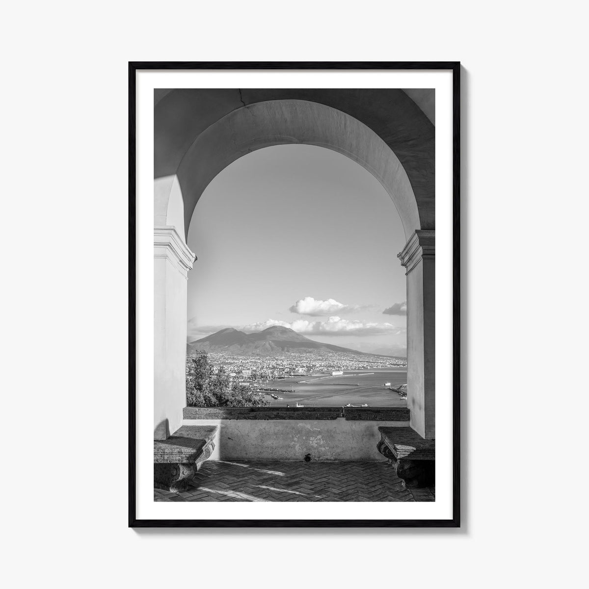 Naples, Italy no. 2 black & white photo poster of Italy – vertical wall art, unframed print shown in interior mockup