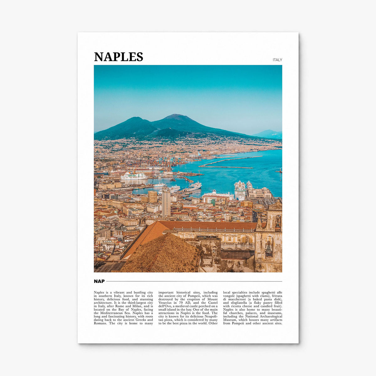 Naples, Italy Travel No 2 Poster, print only (unframed)