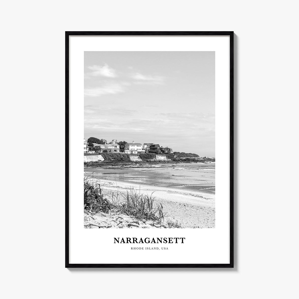 Narragansett no. 1 black & white classic poster of Rhode Island, USA – vertical wall art, unframed print shown in interior mo