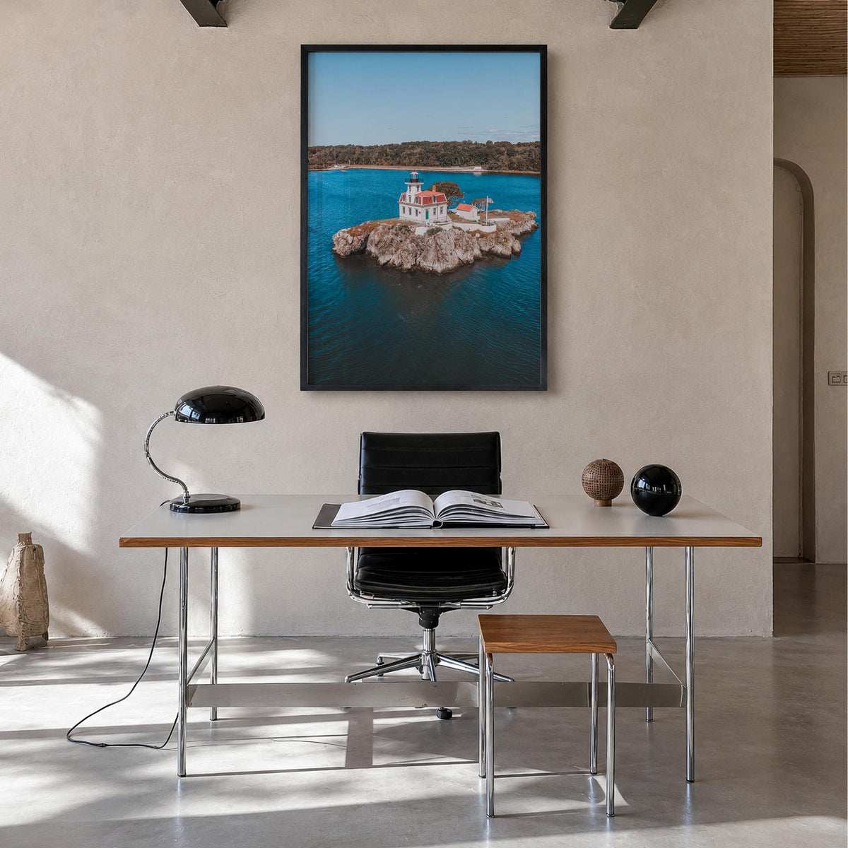 Narragansett no. 1 colorful photo poster of Rhode Island, USA – vertical wall art in black wood frame, hanging on wall