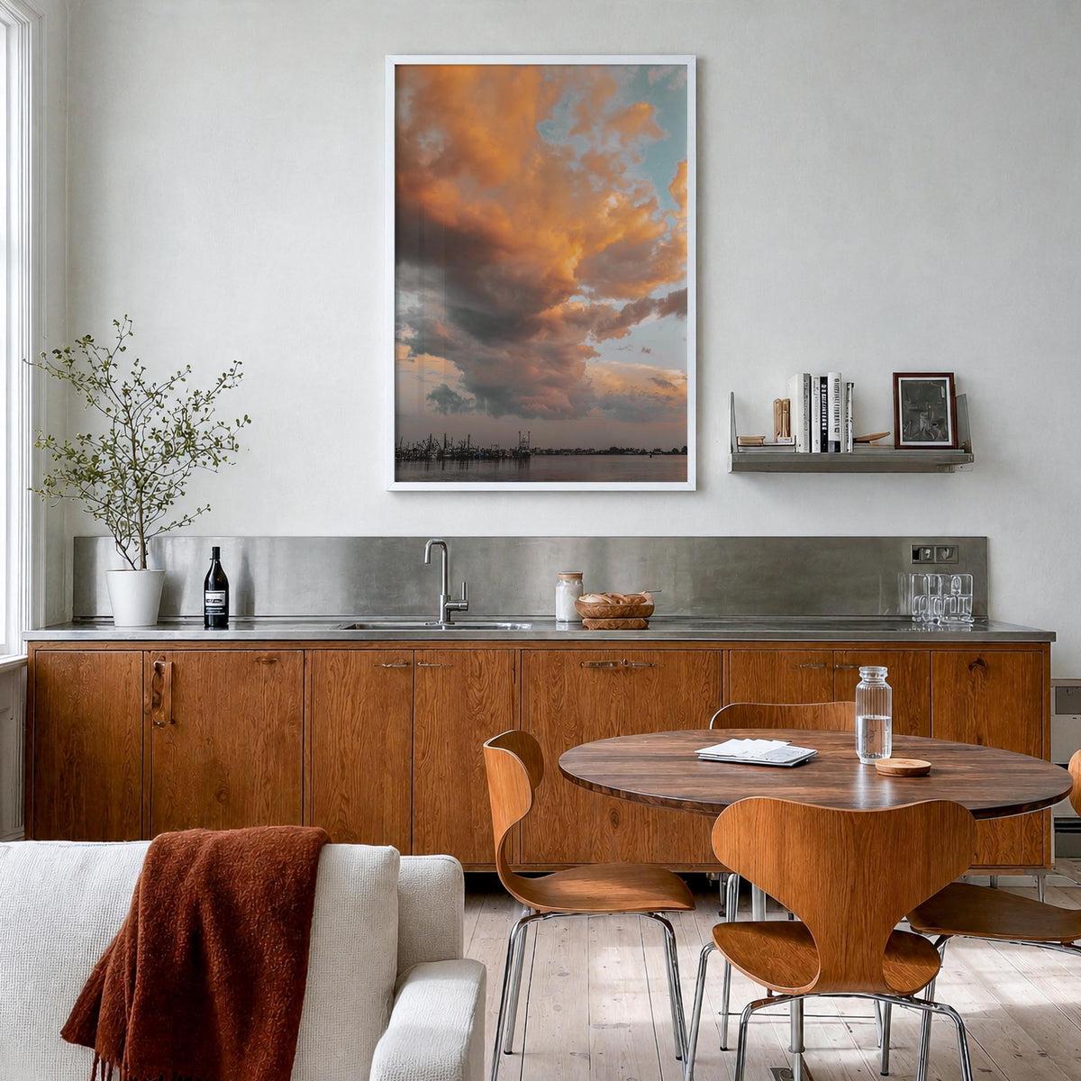 Narragansett no. 3 colorful photo poster of Rhode Island, USA – vertical wall art in white wood frame, hanging on wall