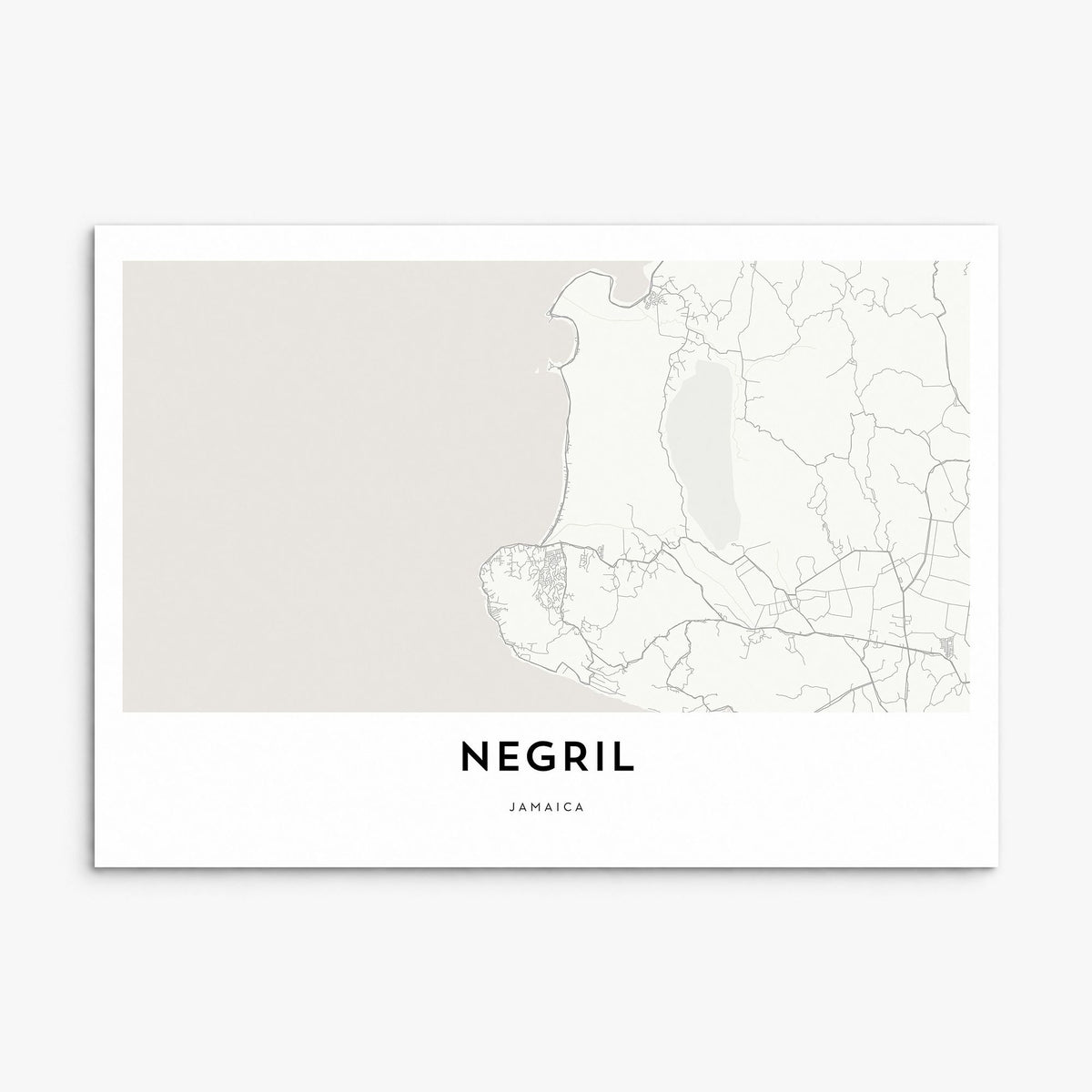 Negril Map Poster, print only (unframed)