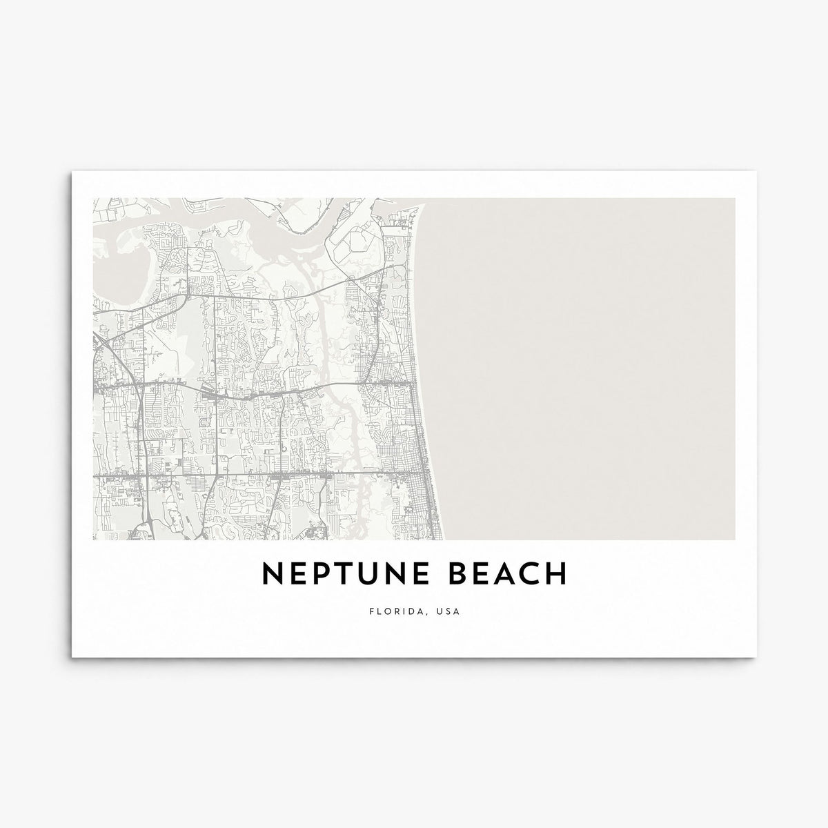Neptune Beach Map Poster, print only (unframed)