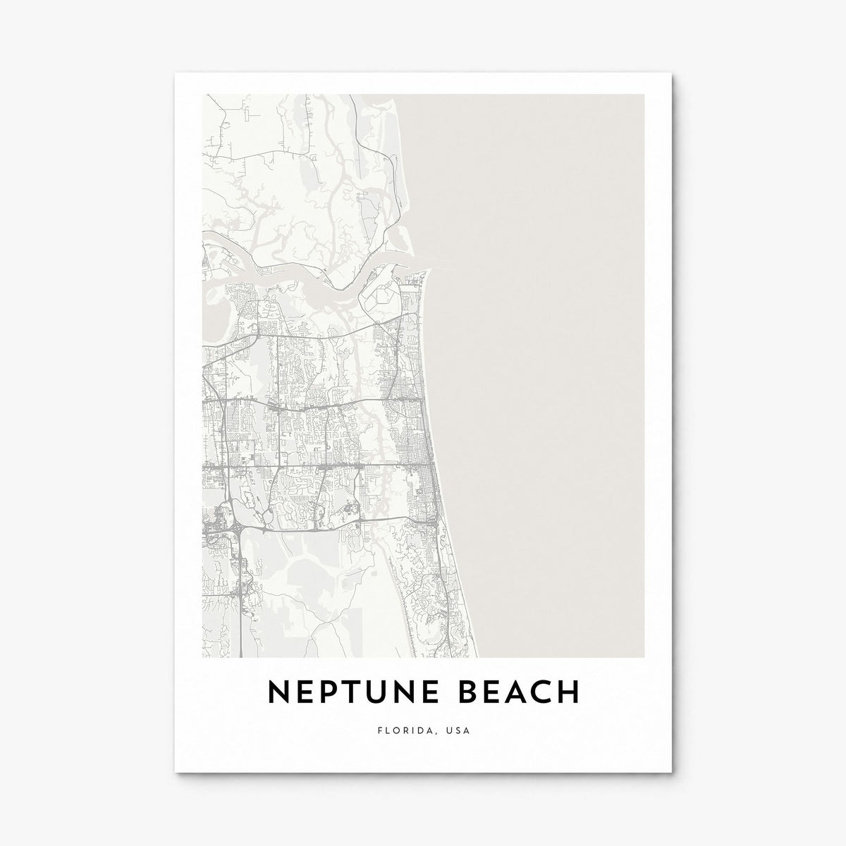Neptune Beach Map Poster, print only (unframed)