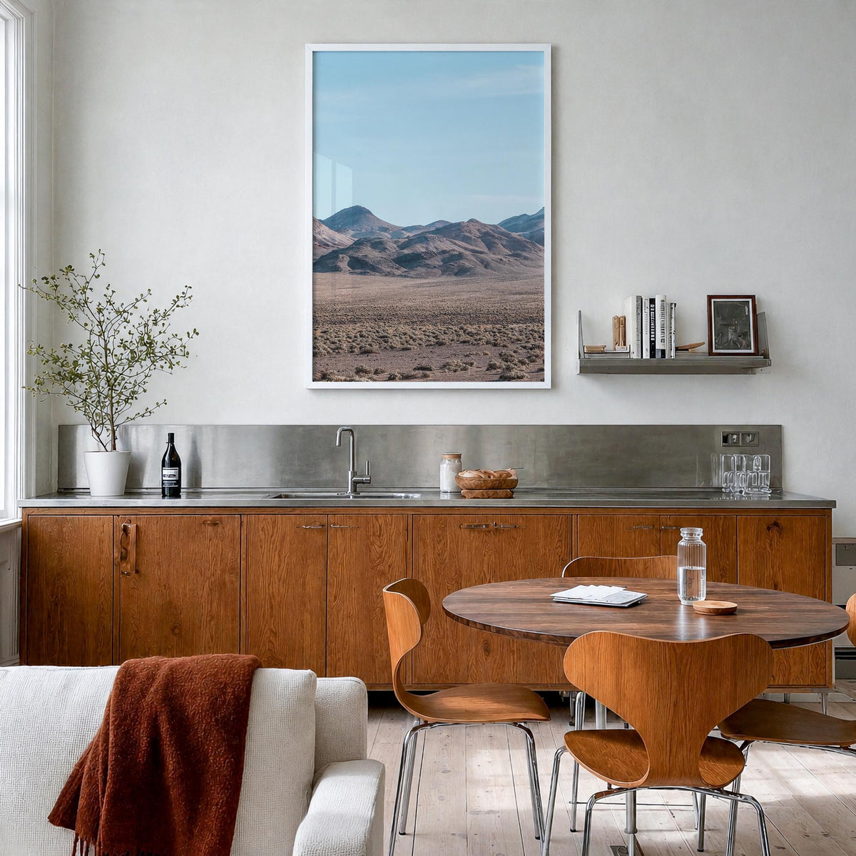Nevada colorful photo poster of United States – vertical wall art in white wood frame, hanging on wall