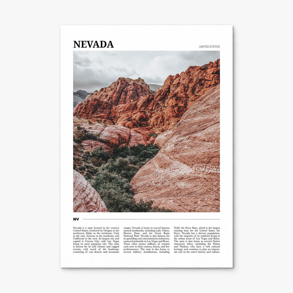 Nevada Travel Poster, print only (unframed)