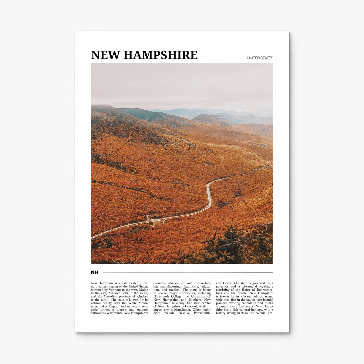 New Hampshire Travel No 3 Poster, print only (unframed)