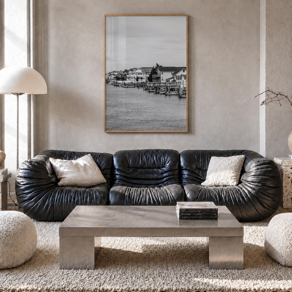 New Jersey no. 1 black & white photo poster of United States – vertical wall art in natural wood frame, hanging on wall