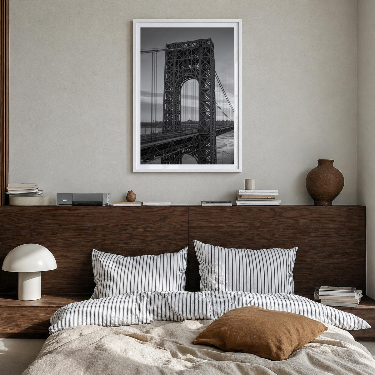 New Jersey no. 2 black & white photo poster of United States – vertical wall art in white wood frame with white border, hangi