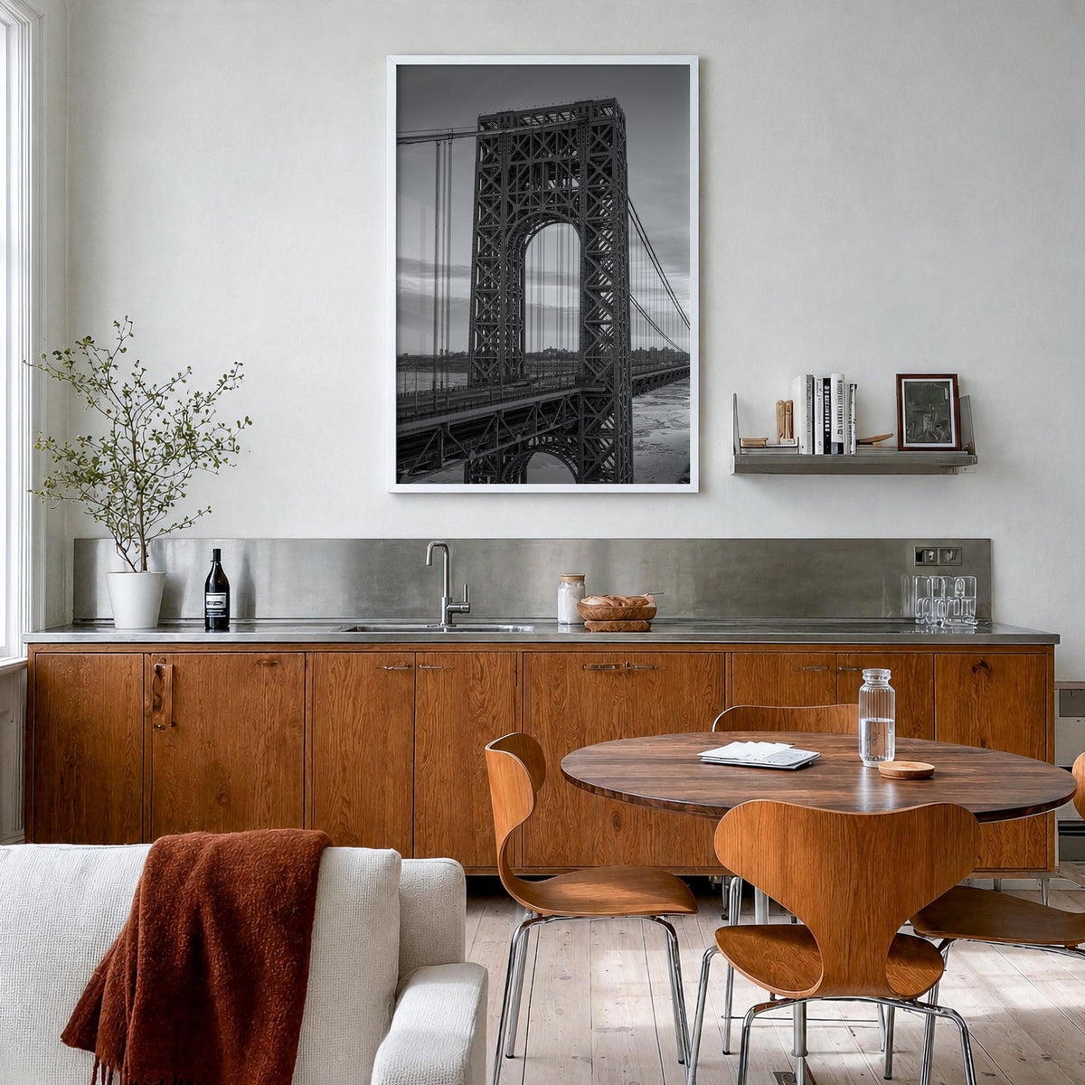 New Jersey no. 2 black & white photo poster of United States – vertical wall art in white wood frame, hanging on wall
