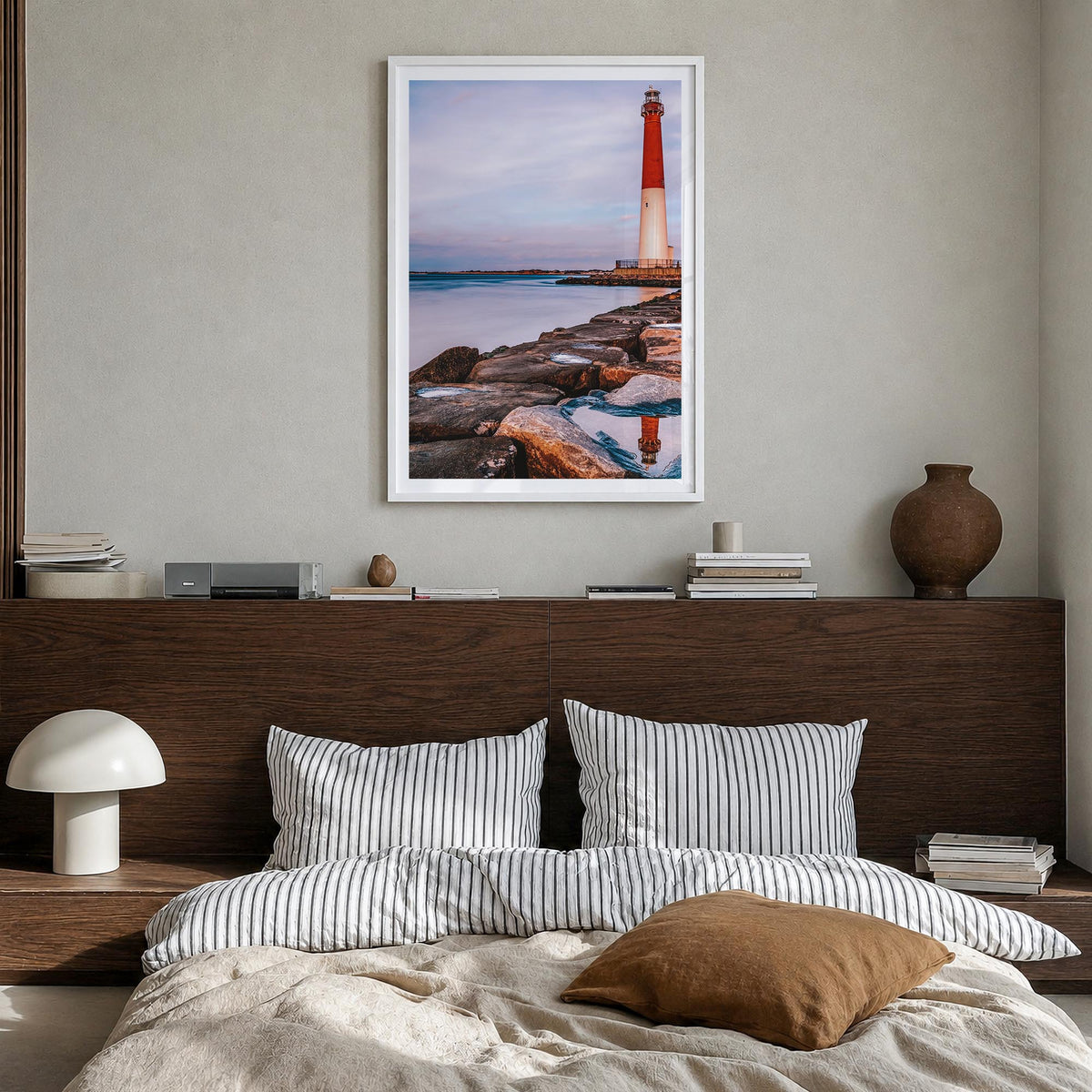 New Jersey no. 2 colorful photo poster of United States – vertical wall art in white wood frame with white border, hanging on