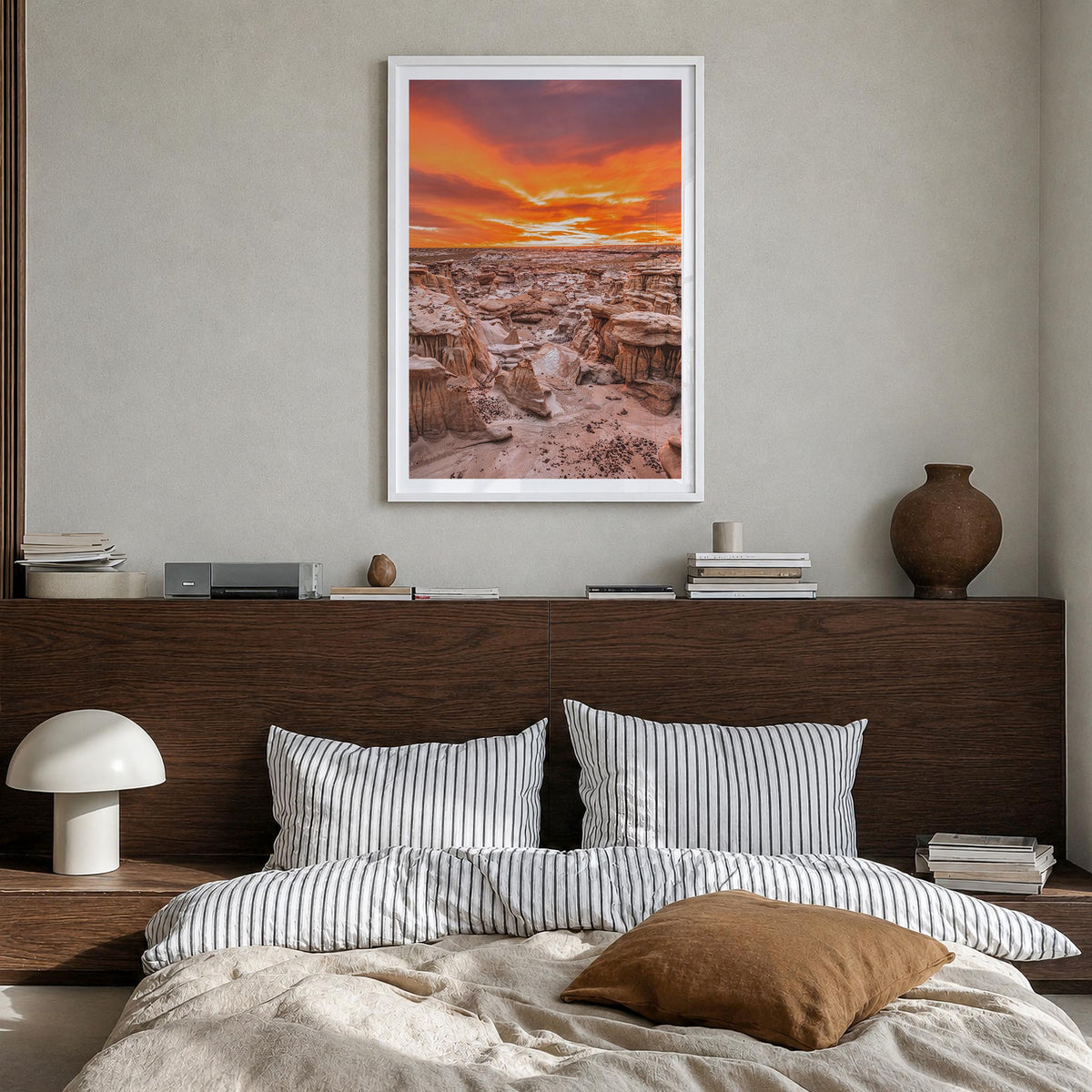 New Mexico no. 1 colorful photo poster of United States – vertical wall art in white wood frame with white border, hanging on