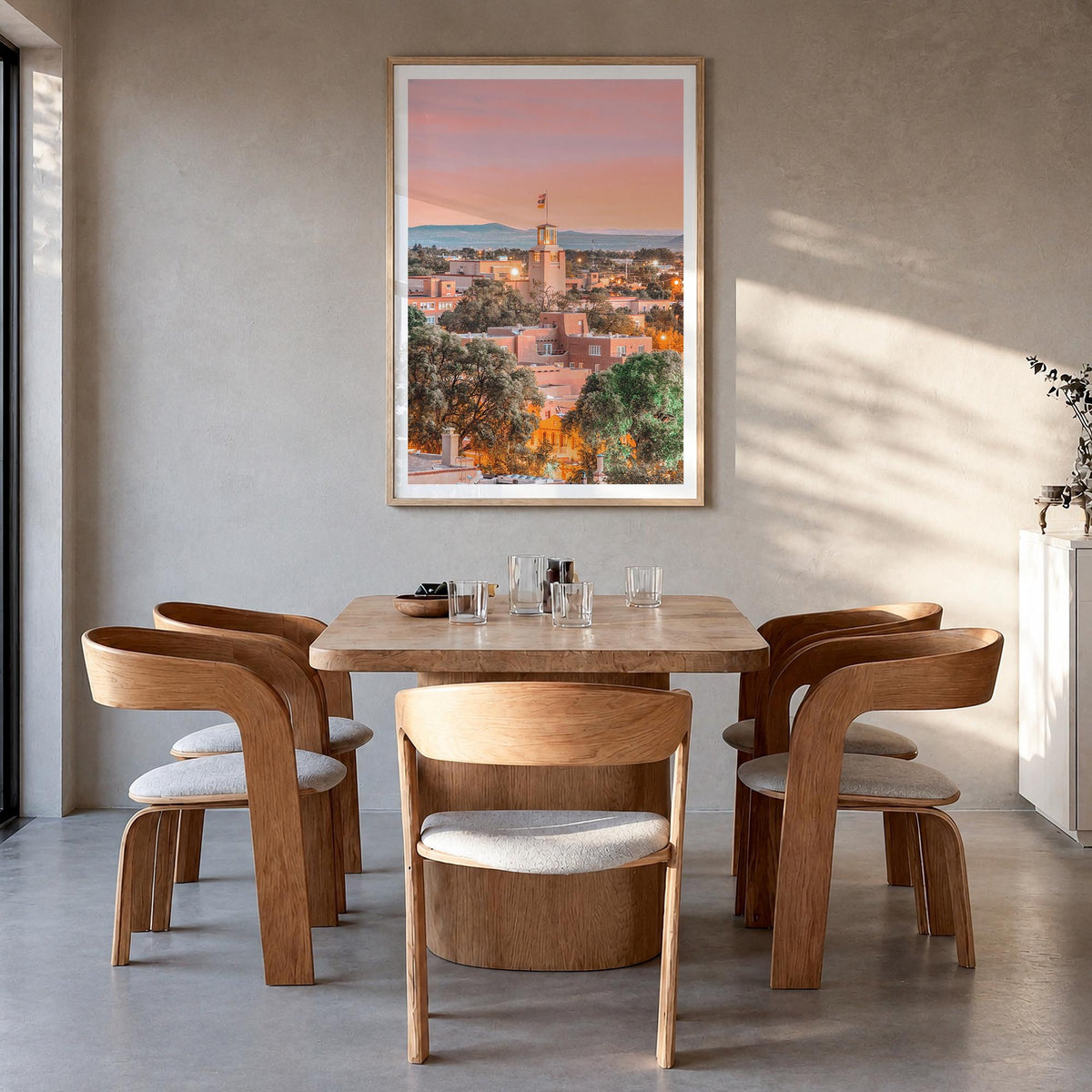New Mexico no. 2 colorful photo poster of United States – vertical wall art in natural wood frame with white border, hanging