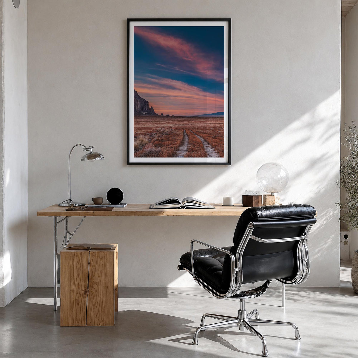 New Mexico no. 3 colorful photo poster of United States – vertical wall art in black wood frame with white border, hanging on