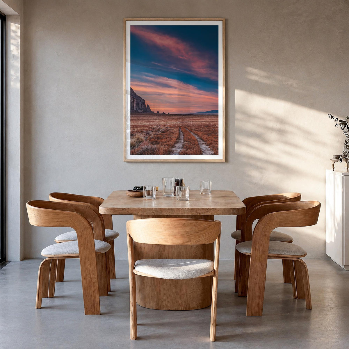 New Mexico no. 3 colorful photo poster of United States – vertical wall art in natural wood frame with white border, hanging