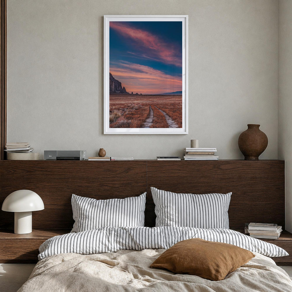 New Mexico no. 3 colorful photo poster of United States – vertical wall art in white wood frame with white border, hanging on