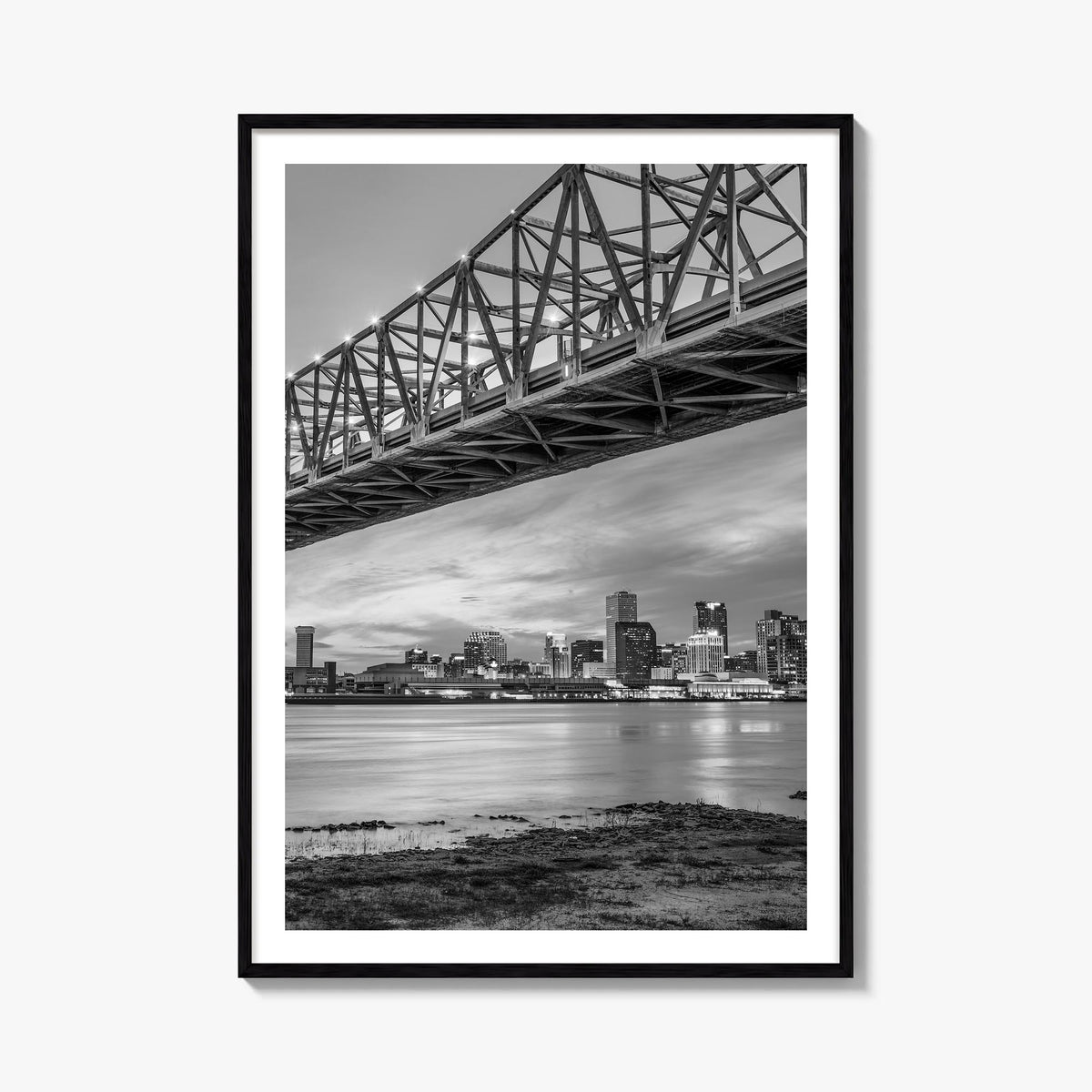 New Orleans no. 2 black & white photo poster of Louisiana, USA – vertical wall art, unframed print shown in interior mockup