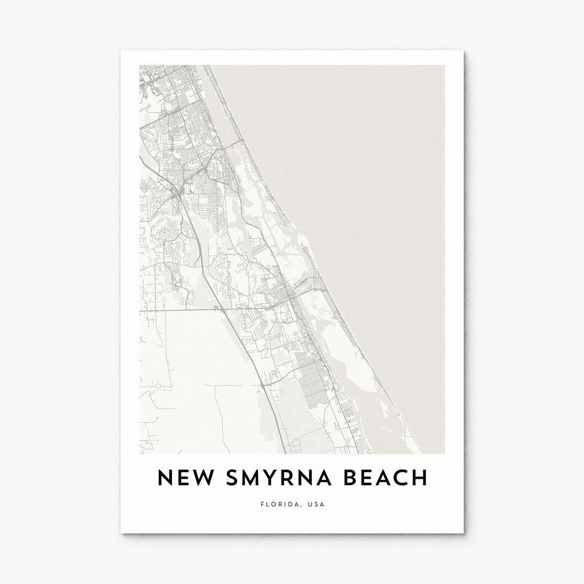 New Smyrna Beach Map Poster, print only (unframed)