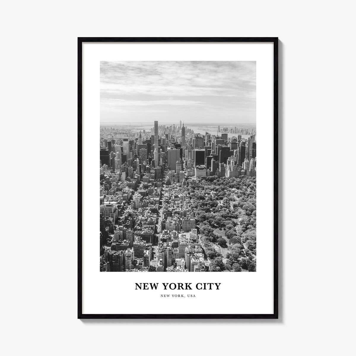 New York City no. 4 black & white classic poster of New York, USA – vertical wall art, unframed print shown in interior mocku