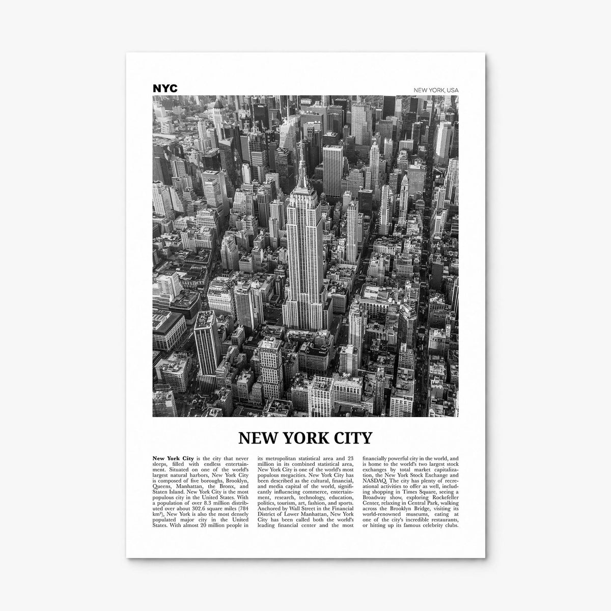 New York City Newspaper No 2 Poster, print only (unframed)