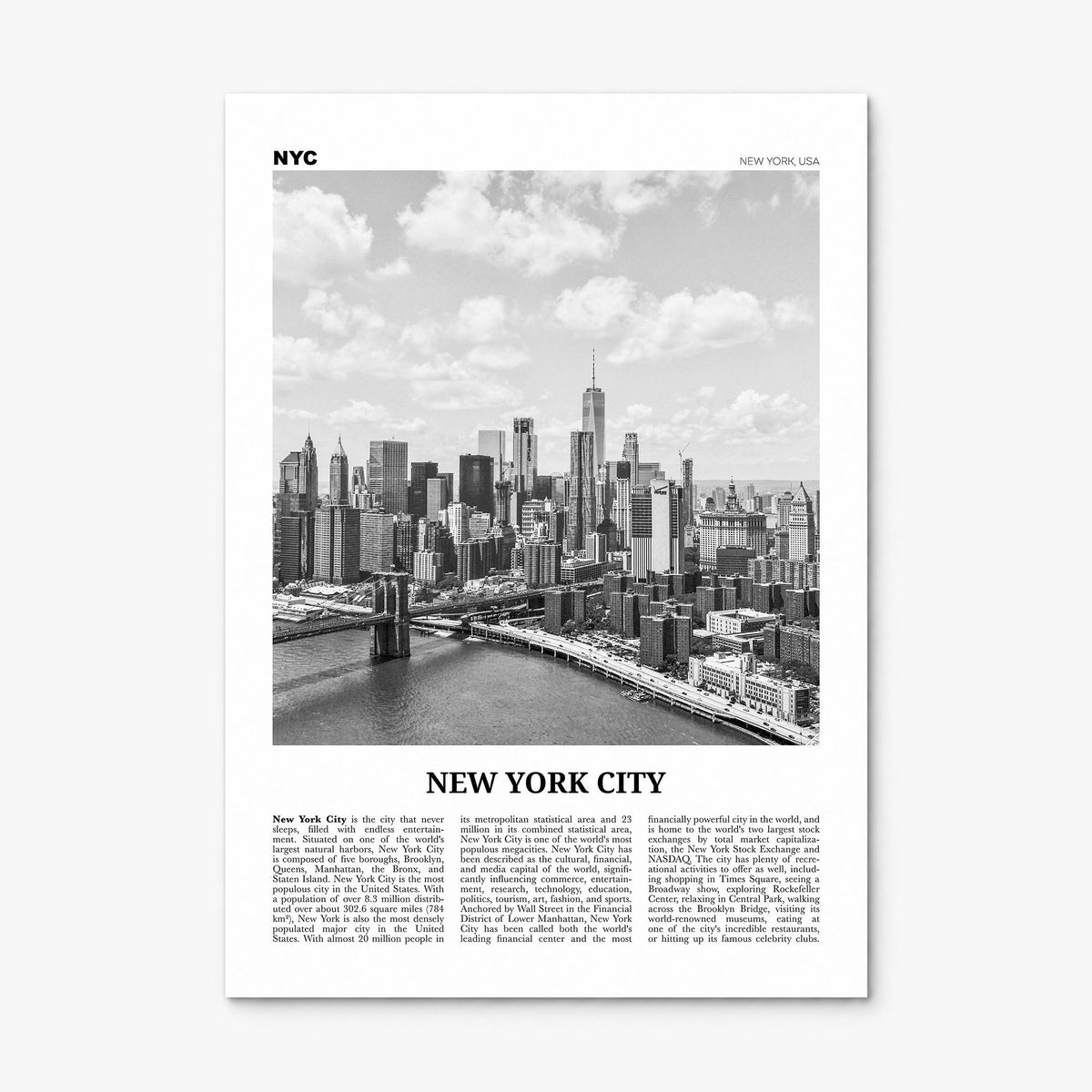 New York City Newspaper No 7 Poster, print only (unframed)