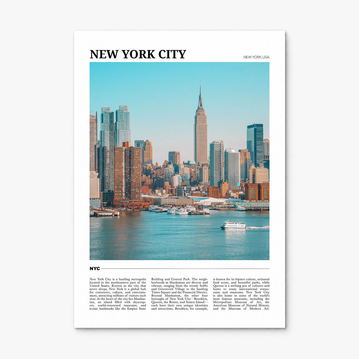 New York City Travel No 1 Poster, print only (unframed)