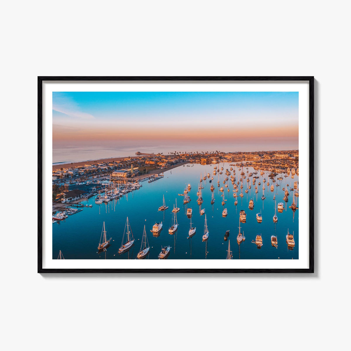 Newport Beach colorful photo poster of California, USA – horizontal wall art, unframed print shown in interior mockup
