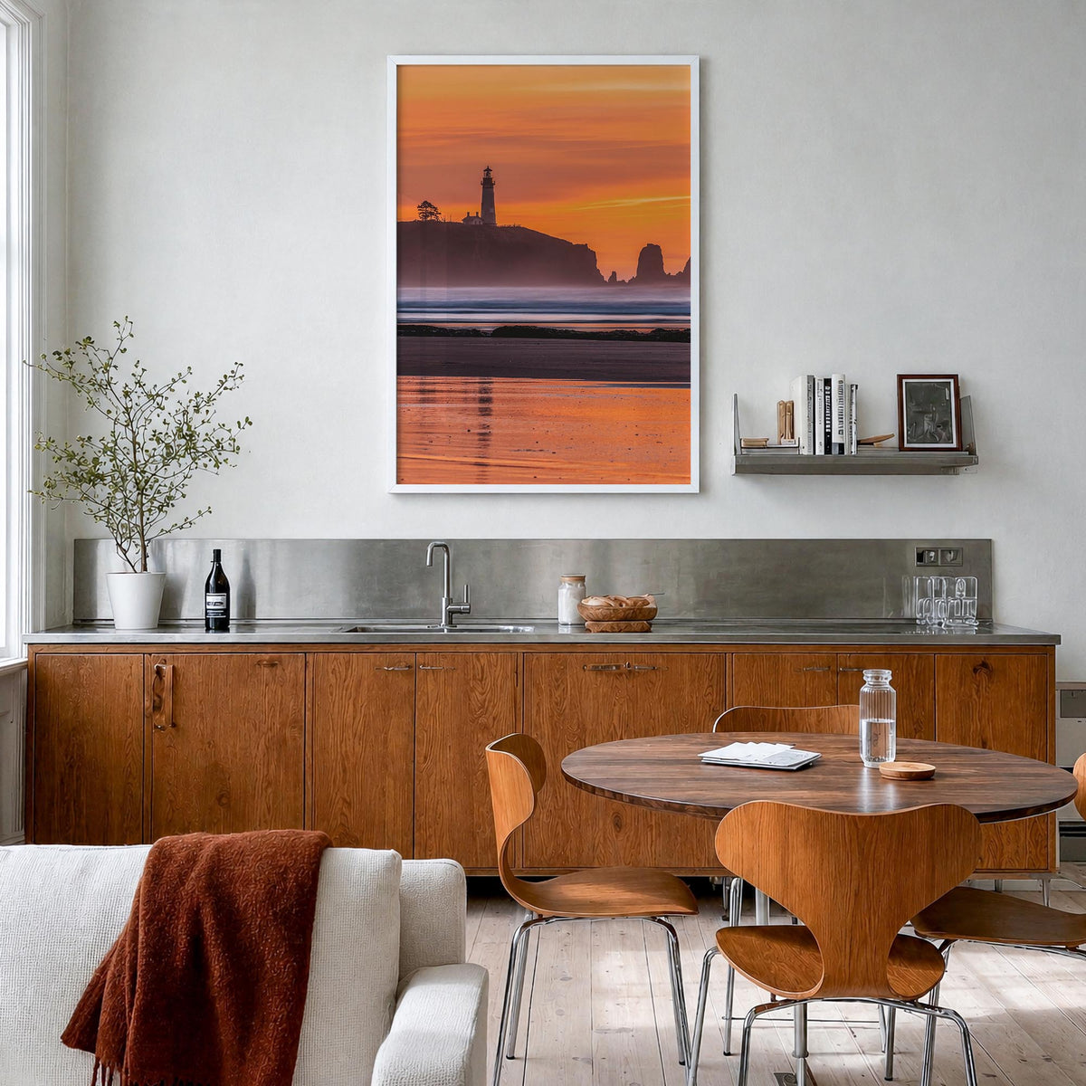 Newport no. 1 colorful photo poster of Rhode Island, USA – vertical wall art in white wood frame, hanging on wall