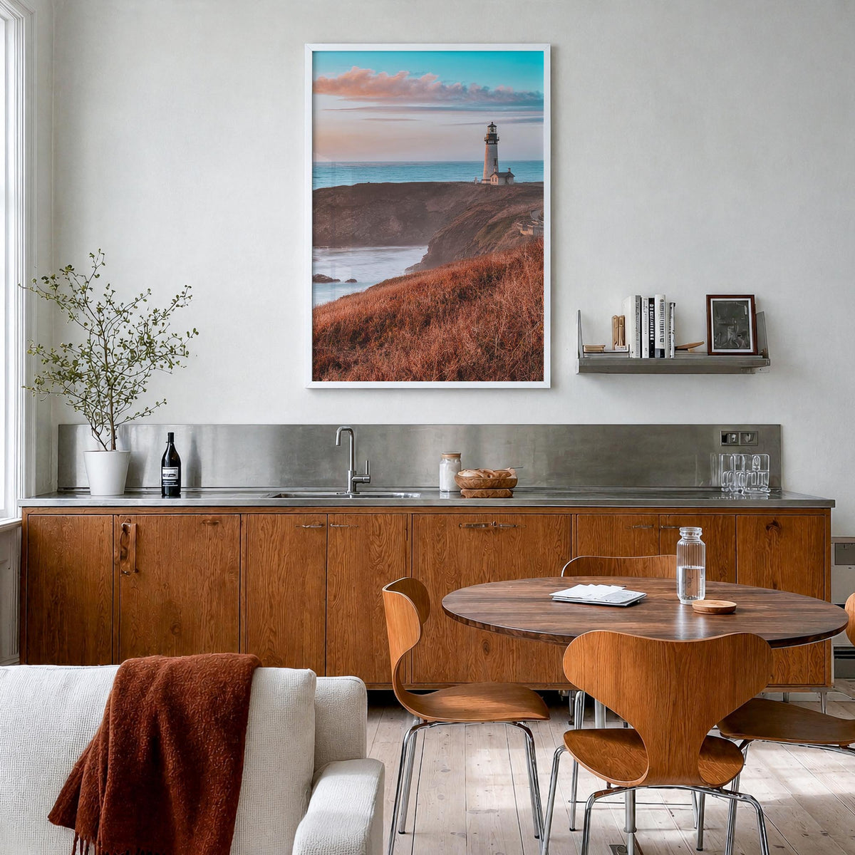 Newport no. 2 colorful photo poster of Rhode Island, USA – vertical wall art in white wood frame, hanging on wall