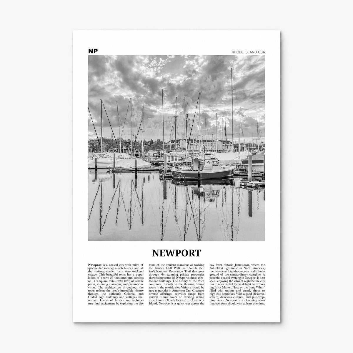 Newport, Rhode Island Newspaper Poster, print only (unframed)