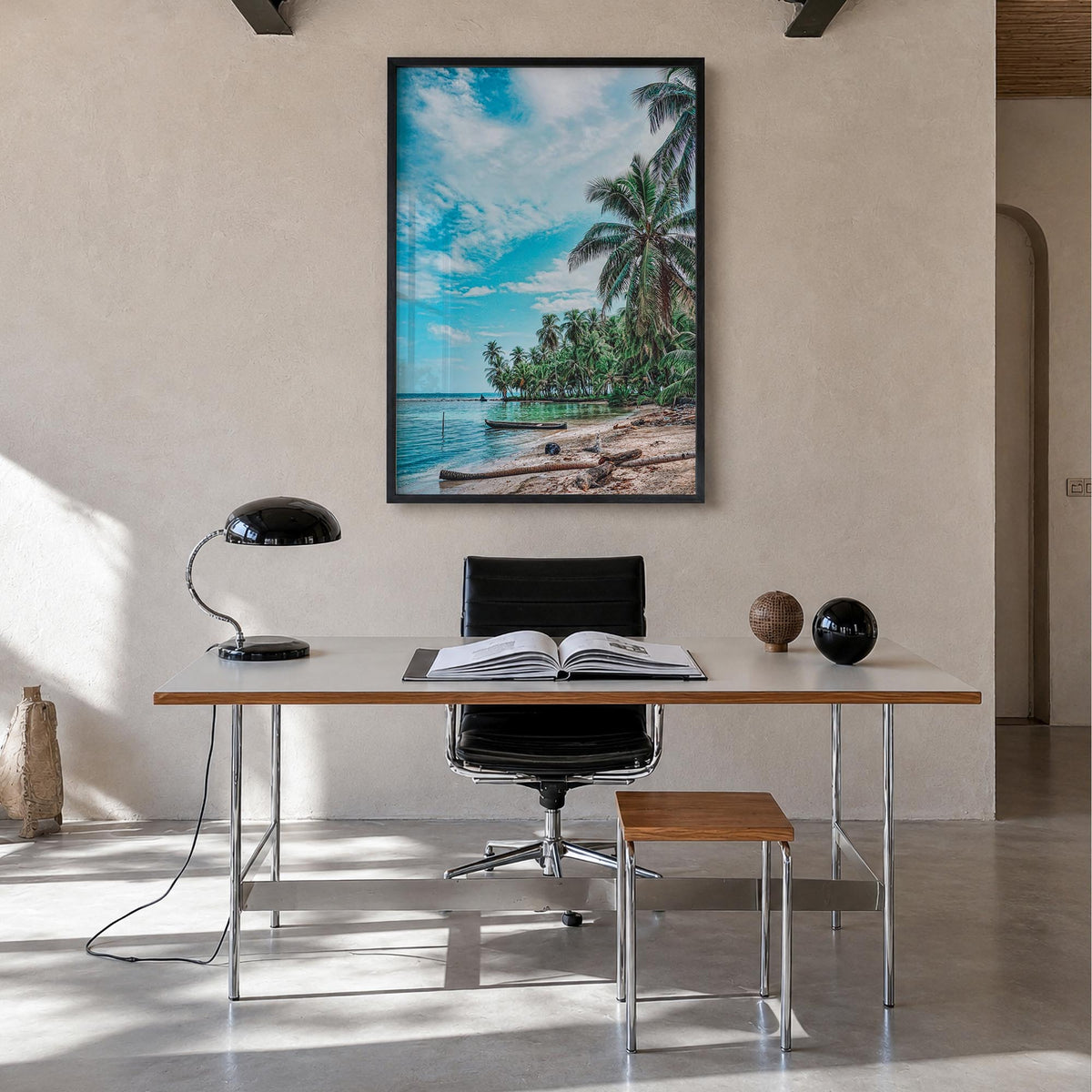 Nicaragua colorful photo poster of Central America – vertical wall art in black wood frame, hanging on wall