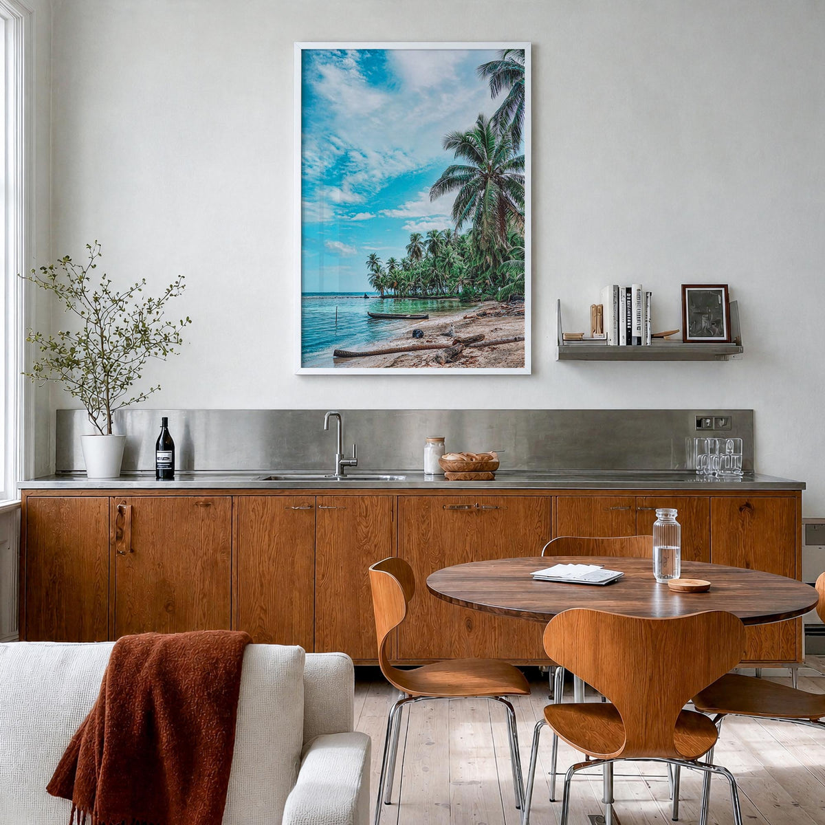 Nicaragua colorful photo poster of Central America – vertical wall art in white wood frame, hanging on wall