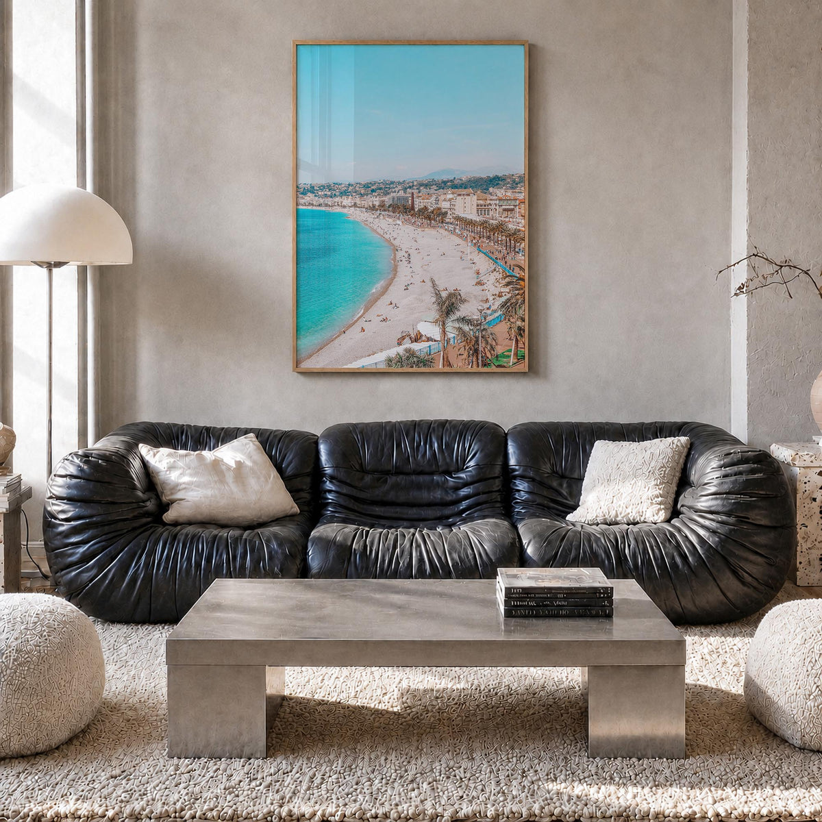 Nice no. 1 colorful photo poster of France – vertical wall art in natural wood frame, hanging on wall