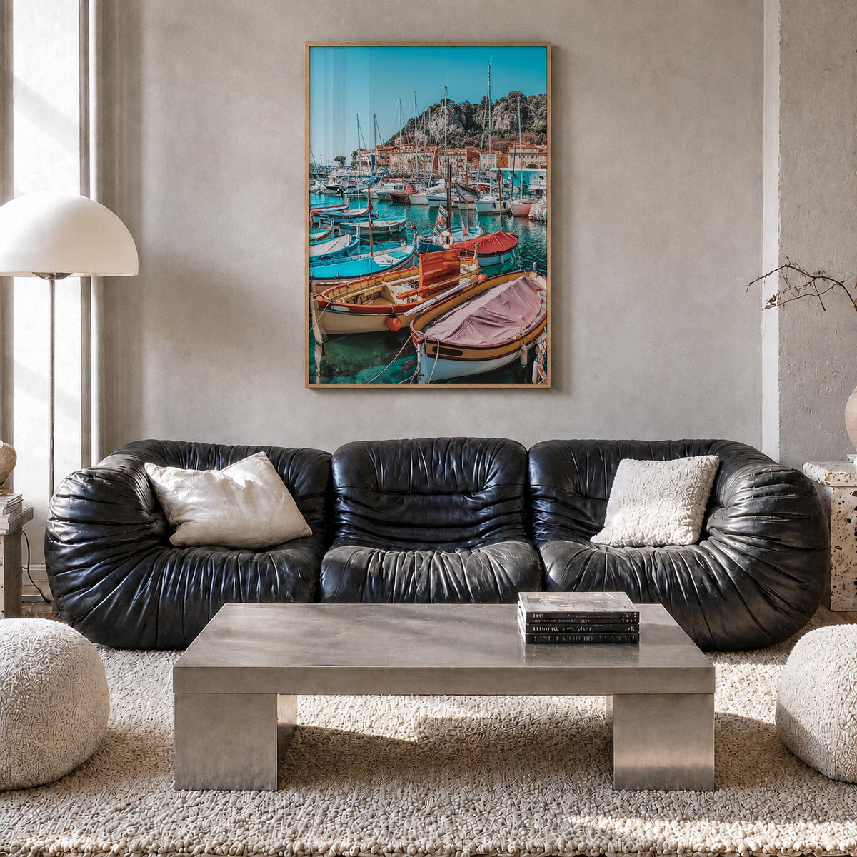 Nice no. 2 colorful photo poster of France – vertical wall art in natural wood frame, hanging on wall