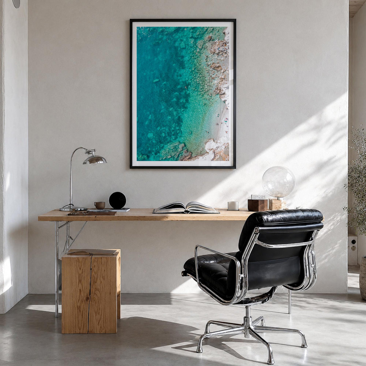 Nice no. 3 colorful photo poster of France – vertical wall art in black wood frame with white border, hanging on wall