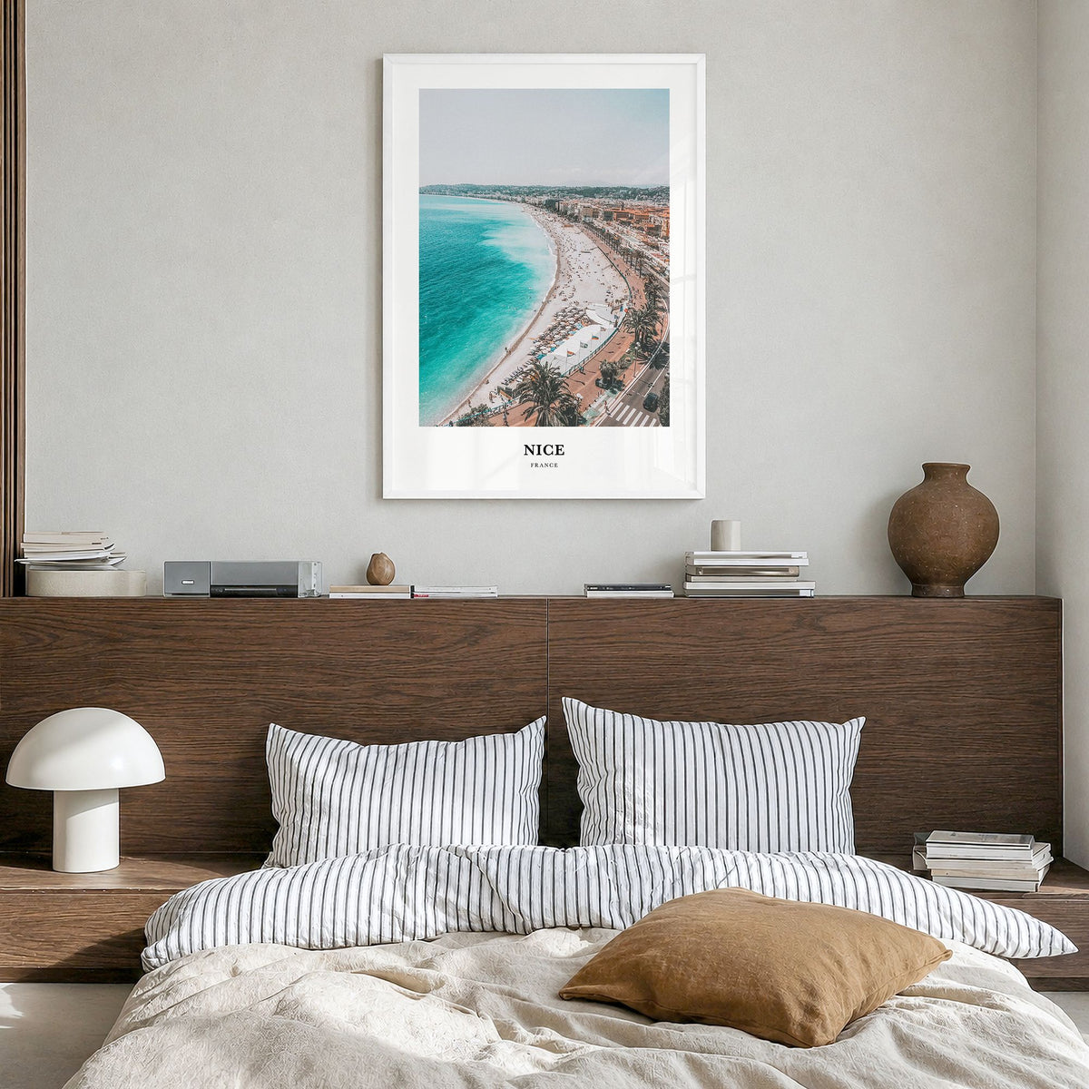 Nice Classic Poster in a white wood frame, hanging in a bedroom