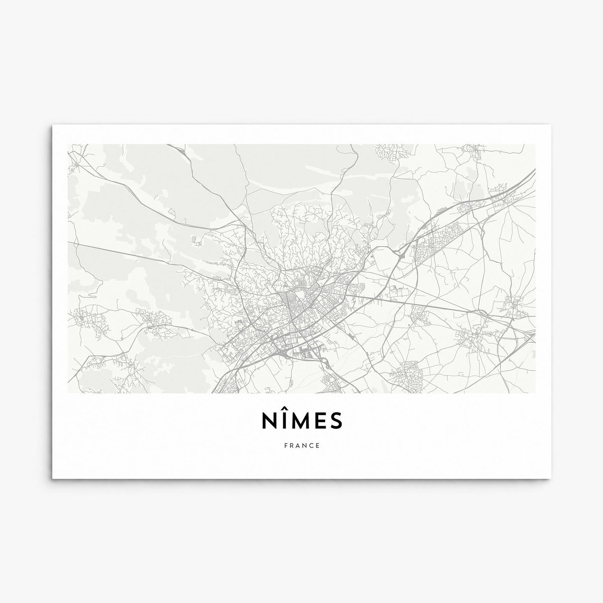 Nîmes Map Poster, print only (unframed)