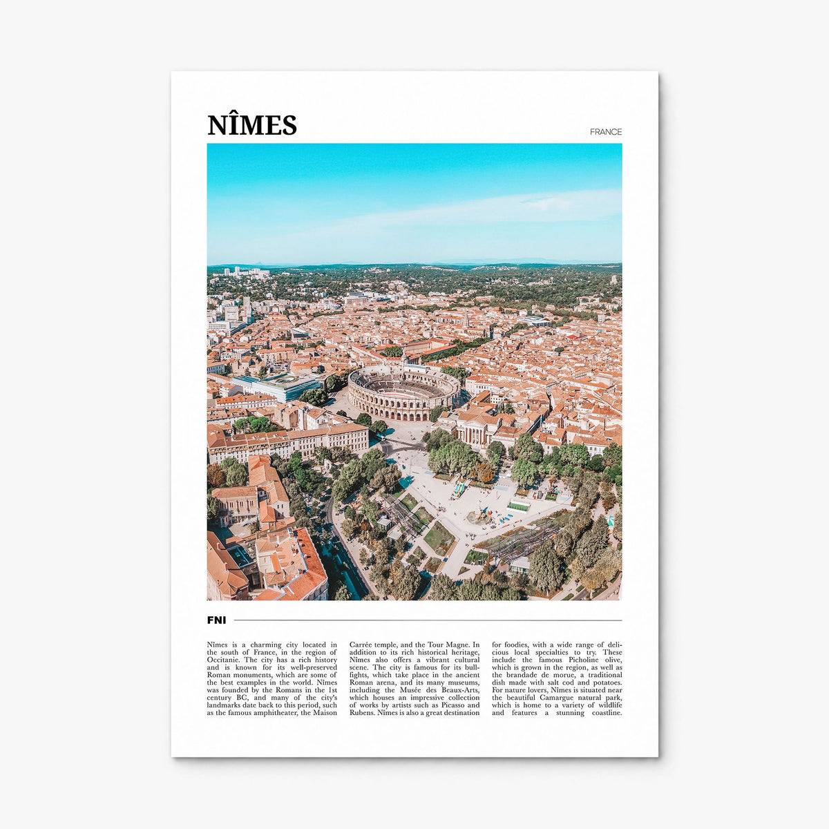 Nîmes Travel Poster, print only (unframed)