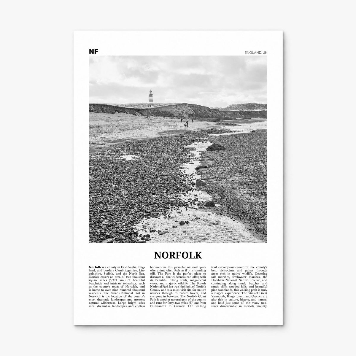 Norfolk, England Newspaper Poster, print only (unframed)