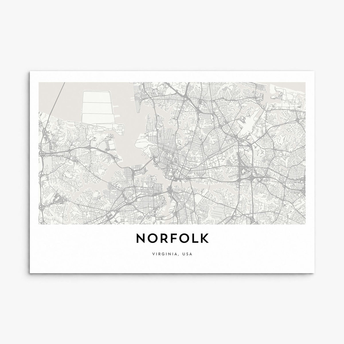 Norfolk, Virginia Map Poster, print only (unframed)