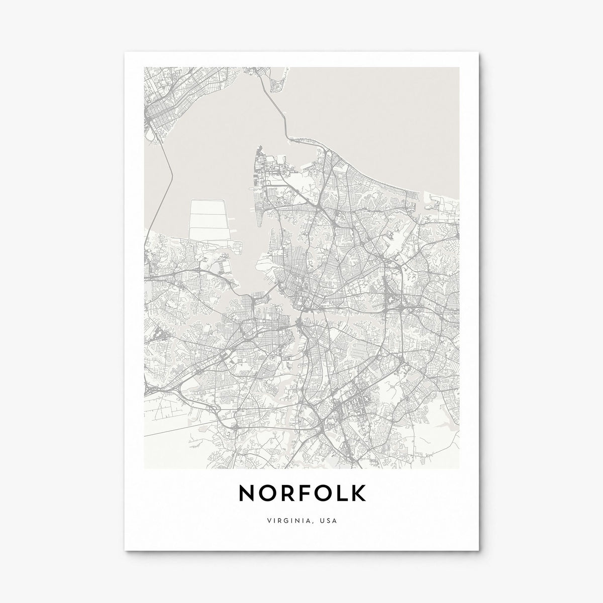 Norfolk, Virginia Map Poster, print only (unframed)