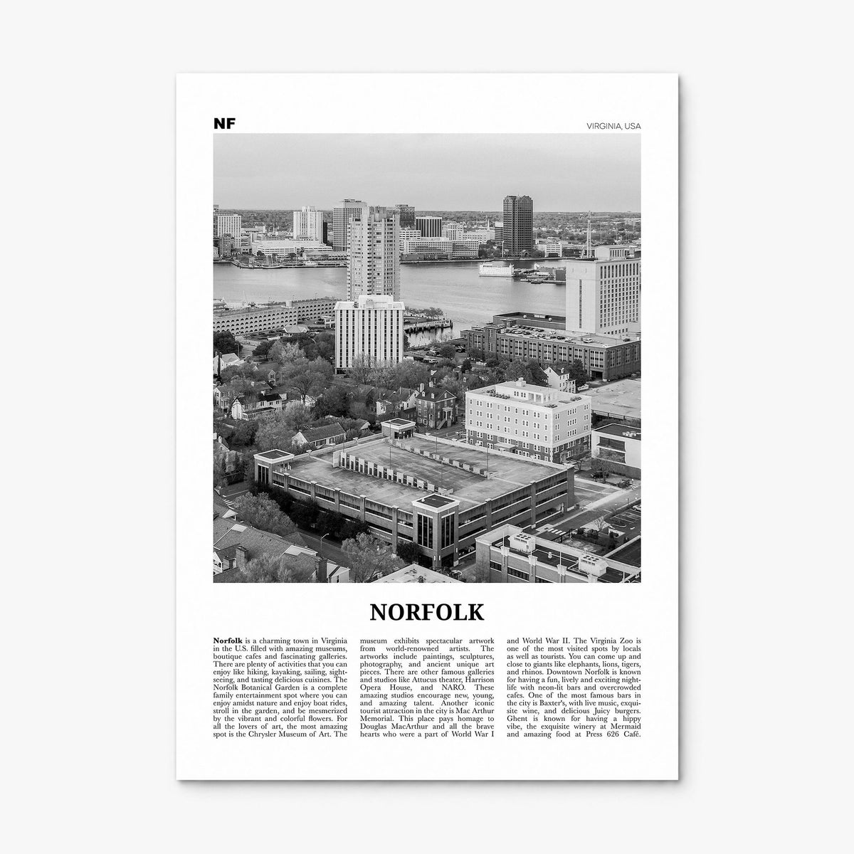 Norfolk, Virginia Newspaper Poster, print only (unframed)