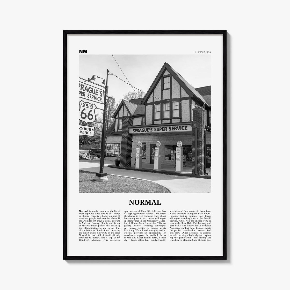 Normal black & white newspaper poster of Illinois, USA – vertical wall art, unframed print shown in interior mockup